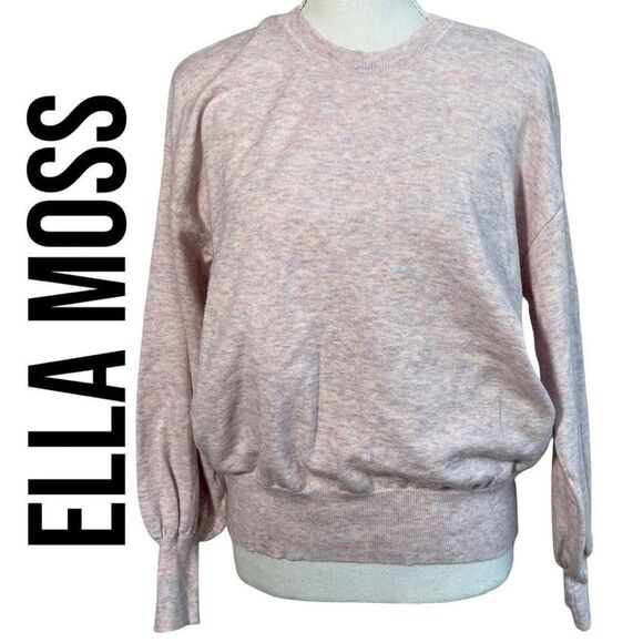 ELLA MOSS Pullover sweatshirt w/ puff sleeves, pink/purple heater, Size L - Picture 1 of 6